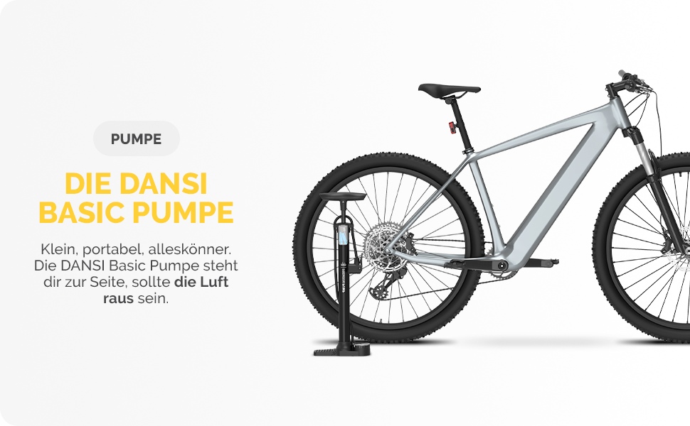 Насос для велосипеда DANSI Stand-Fahrradpumpe - універсальний з манометром та адаптерами | Підходить для мотоцикла, електровелосипеда, авто та спортивного інвентарю