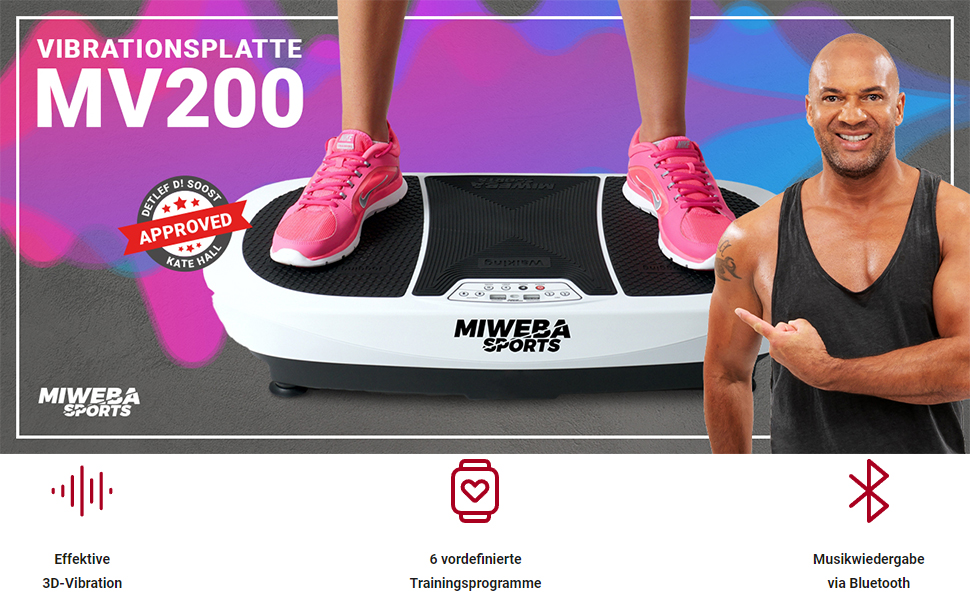 Вібраційна пластина Miweba Sports 3D MV200, 400 Вт, Bluetooth, Чорний