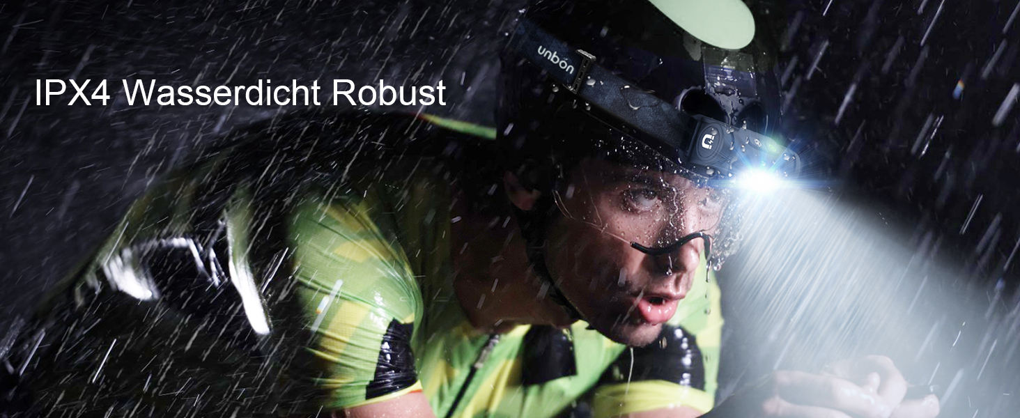 Налобний ліхтар UNBON LED акумуляторний, перезаряджається через USB-C, дуже яскравий, з регулюванням яскравості, 3 режими, сенсор, IPX4, вологостійкий, для туризму, риболовлі, 2 шт.