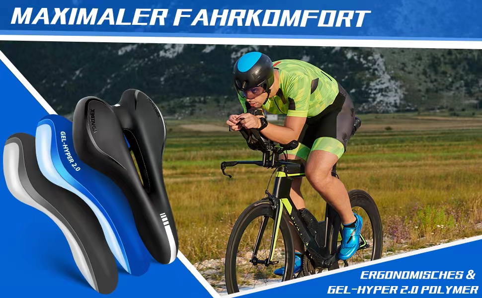 Зручний велосипедний сідло з гелевою подушкою: ергономічний, водонепроникний, амортизуючий, дихаючий для чоловіків та жінок. Підходить для MTB, шосе, city, електровелосипедів