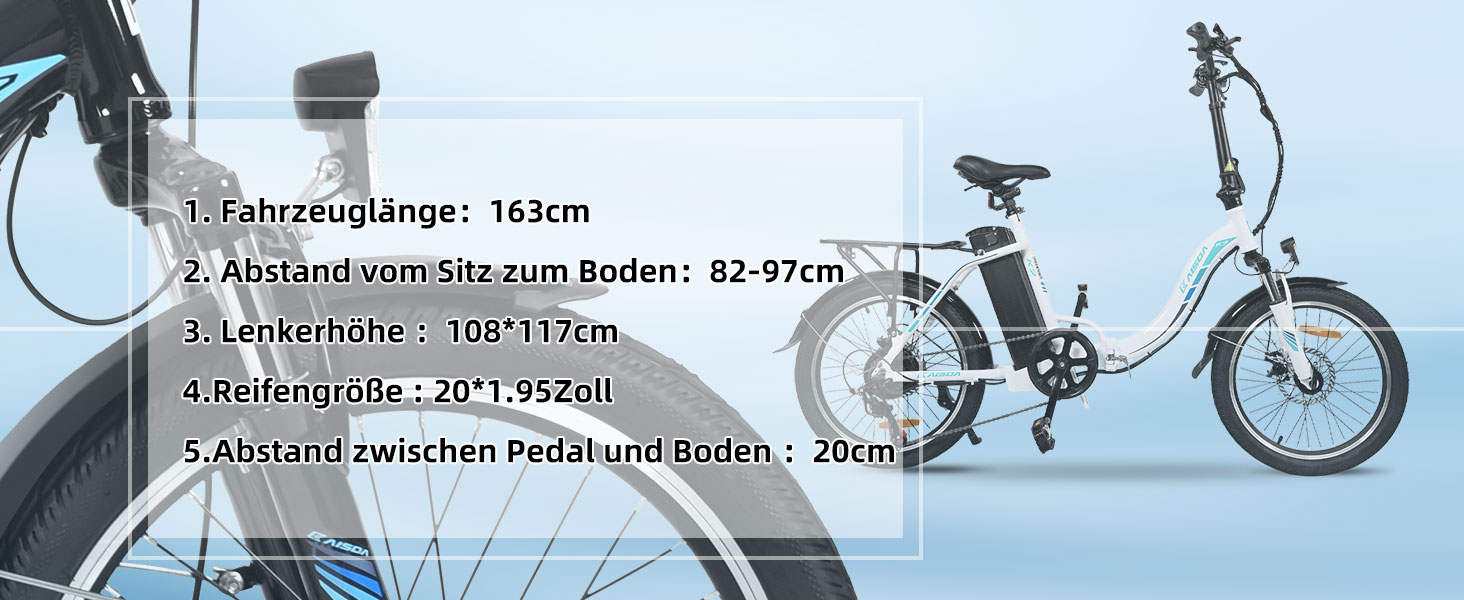 Електровелосипед  KAISDA E-Bike 20" 250W 36V 13Ah, 7-шв., до 100 км, білий