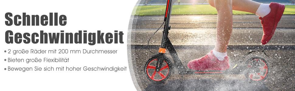 GOPLUS Roller Kinder 8 років: міський тредролер для дітей, підлітків та дорослих (до 100 кг), регульована висота, складний, з гальмом та ременем (білий)