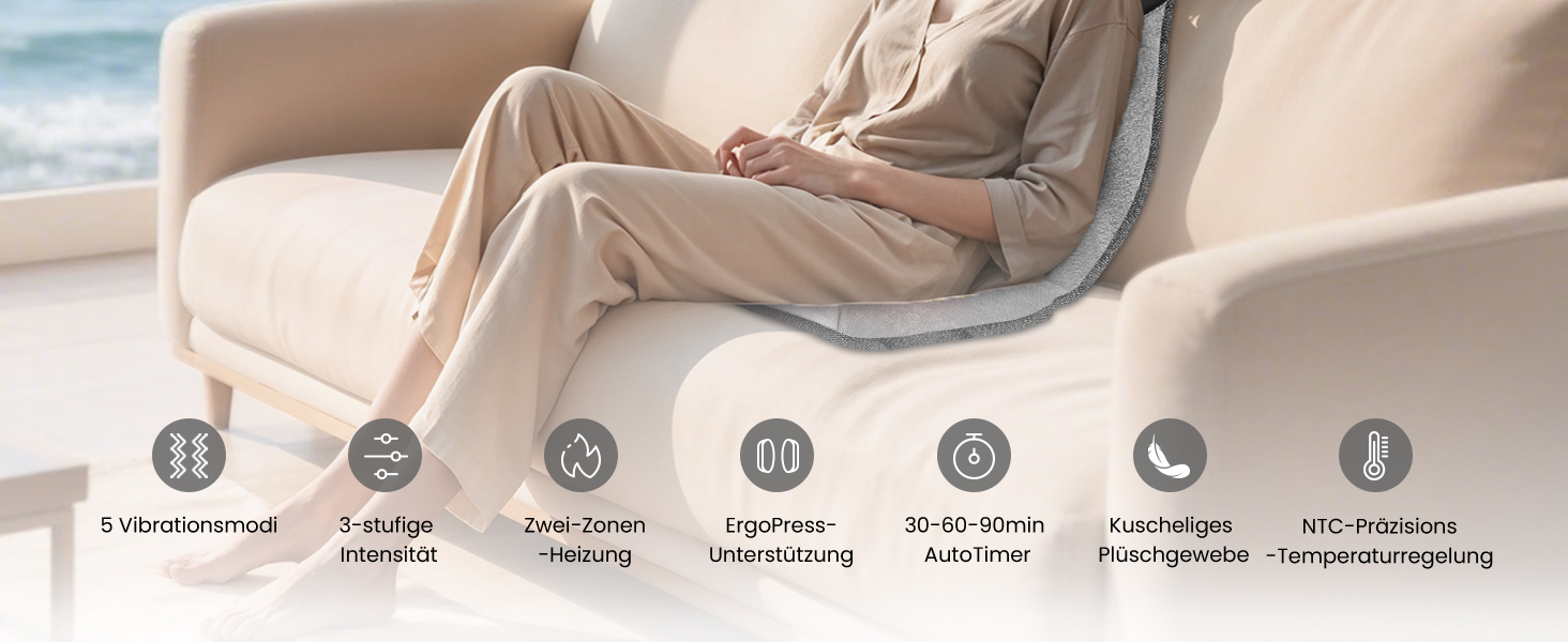 Масажний килимок Comfier з підігрівом та регульованою поперековою підтримкою, вібруючий масажний сидіння, масажер спини для зняття втоми спини, подарунок для жінок, чорно-сірий