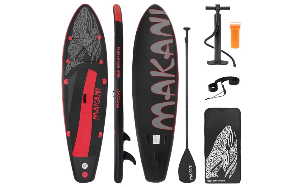 Надувна SUP-дошка ECD Germany Makani 320 см до 150 кг, комплект з алюмінієвим веслом, насосом, аксесуарами, різні кольори