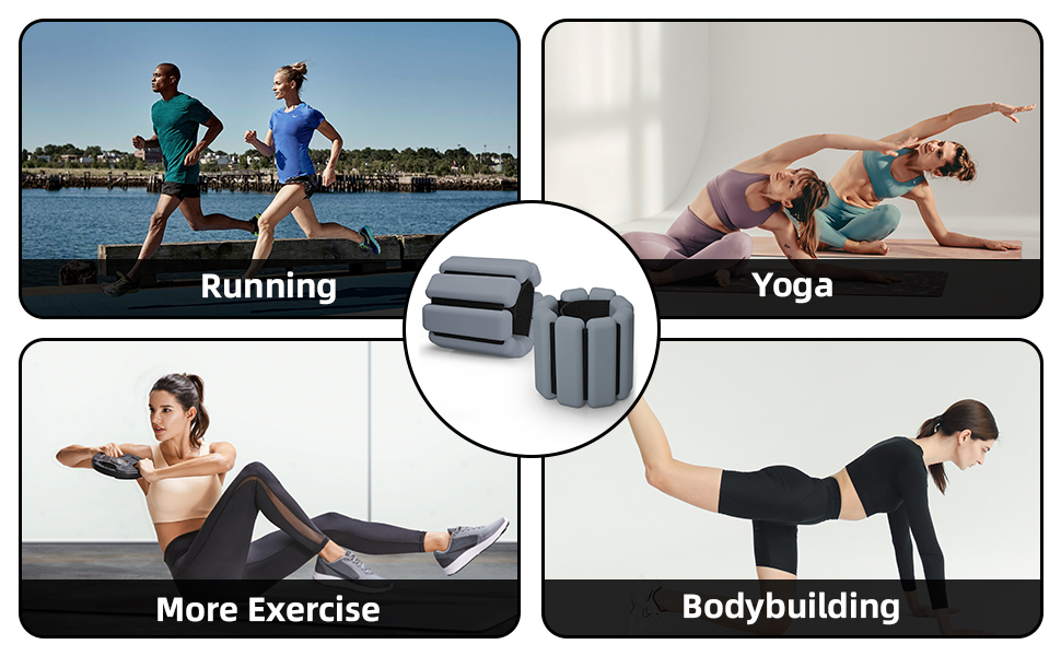 Регульовані вантажні манжети на зап'ястя та щиколотки - набір для йоги, танців, аеробіки сірого кольору