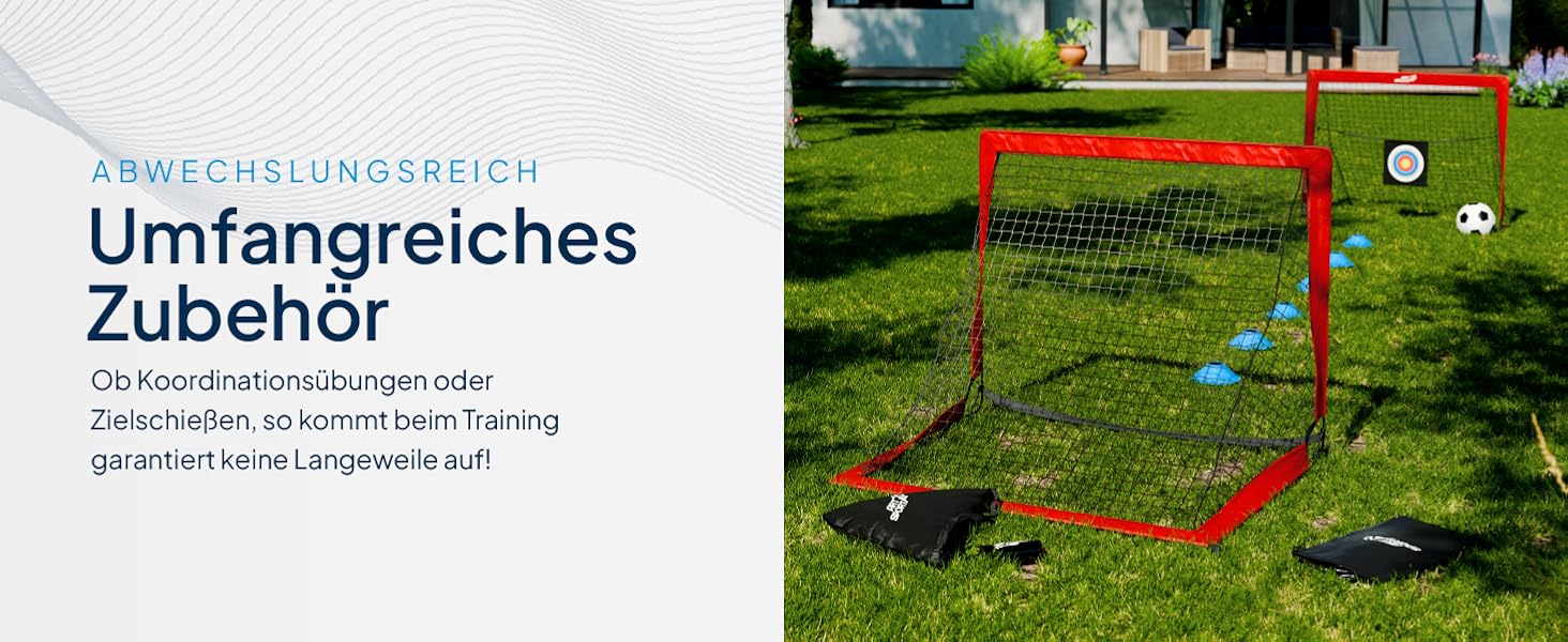ArtSport Ворота для футболу Pop-up Goal Master - комплект 2 шт. з аксесуарами - складні та готові до гри - 2 футбольні ворота для дому та саду - дитячий футбол, ворота (червоний)