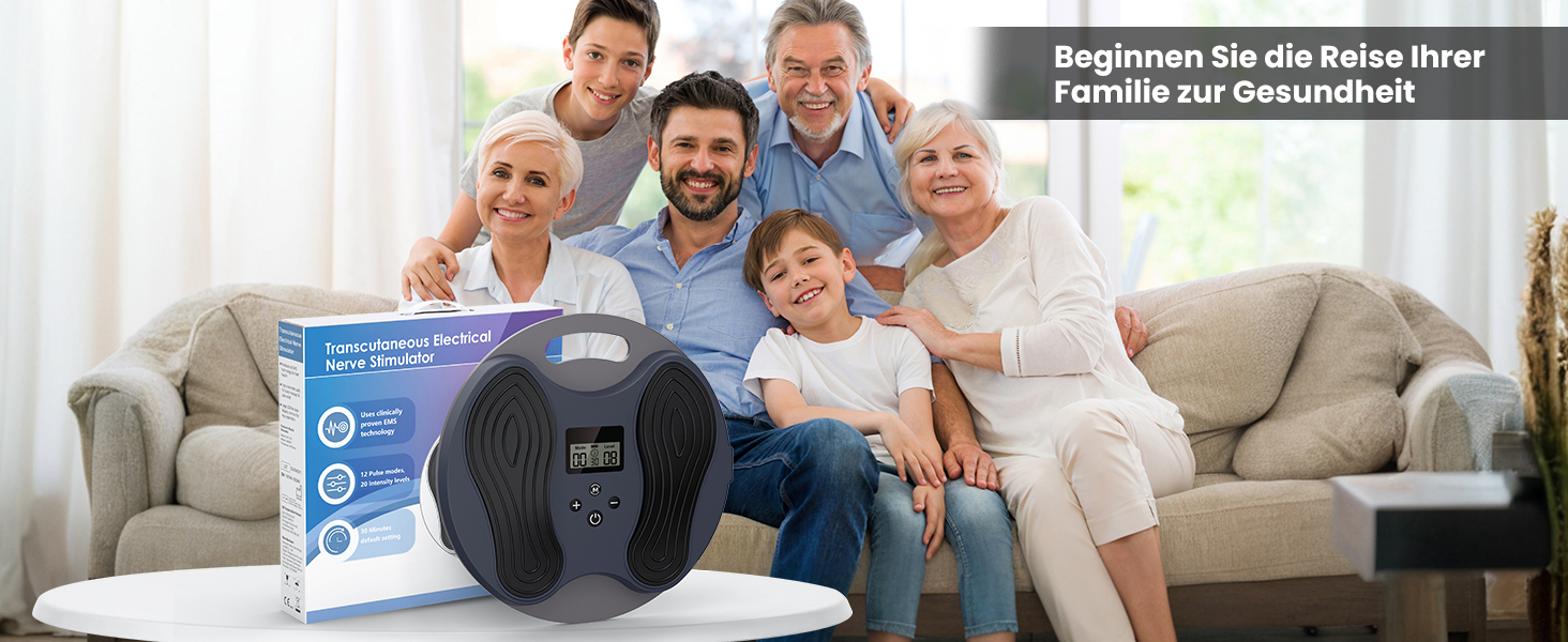 Масажер для ніг Medic Durchblutungsstimulator – EMS/TENS масаж, для нейропатії, фасціїту, м'язової втоми та болю, з 4 електродами