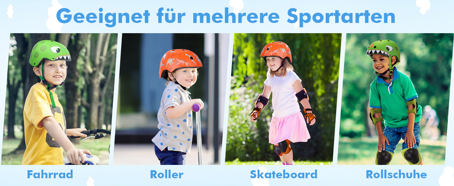 Дитячий шолом Kinderhelm для велосипеда, скейтборда, роликів, самоката, 50-54 см, регульований, CE-сертифікація, оранжевий