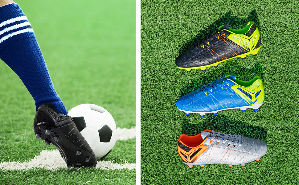 Чоловічі футбольні бутси DREAM PAIRS для тренувань та гри на траві. Професійні шипові бутси, чорний, зелений, червоний, 41 EU