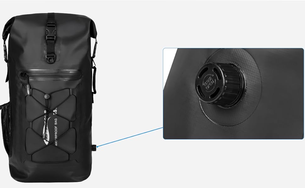 Водонепроникний рюкзак Dry Bag 45L для каякінгу та рафтингу (Чорний)