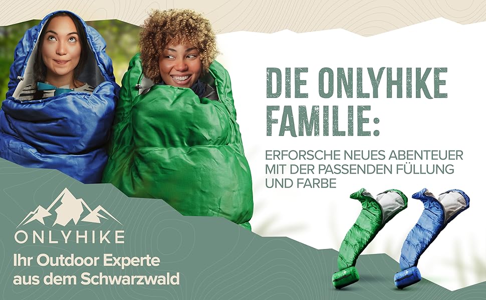Сплячий мішок ONLYHIKE® Outdoor I [300GSM] - теплий, легкий (1700г) для весни, осені та зими [-5°C до 10°C] | Для кемпінгу, відпочинку на природі та подорожей | Розмір M-XL, Колір: Зелений