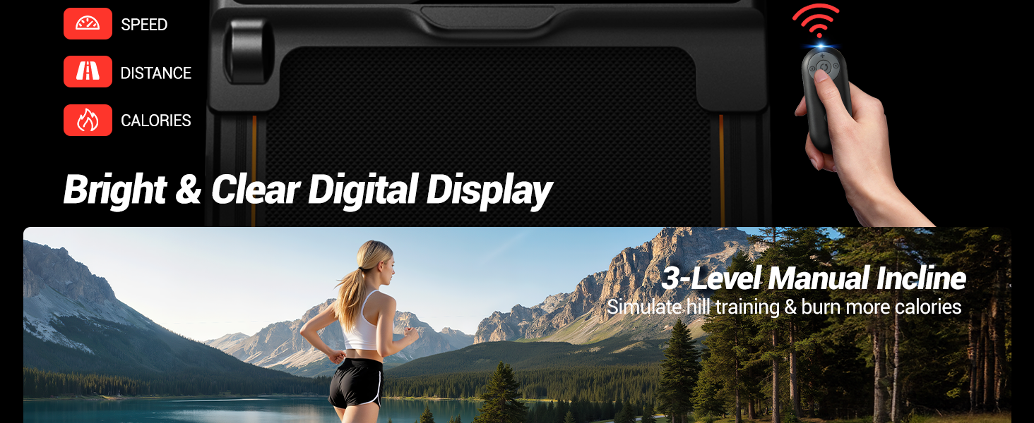 Walking Pad з нахилом 15% та швидкістю 10 км/год: компактний біговий тренажер для дому та офісу, LED-дисплей, пульт дистанційного керування, 2.5PS, максимальне навантаження 136 кг, тиха робота
