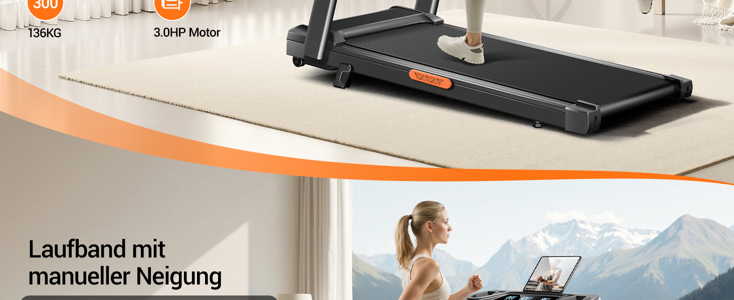 Біговий тренажер для дому складний з нахилом 9%-15%, швидкість 12 км/год, мотор 3.0 PS, 12 програм, максимальне навантаження 136 кг