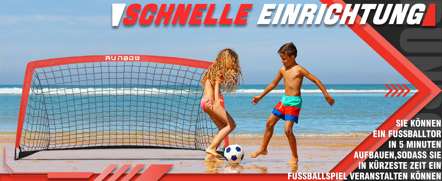 Дитячі ворота для футболу RUNBOW 1,8 x 1,2 м, переносні, з сумкою (2 шт., червоні)