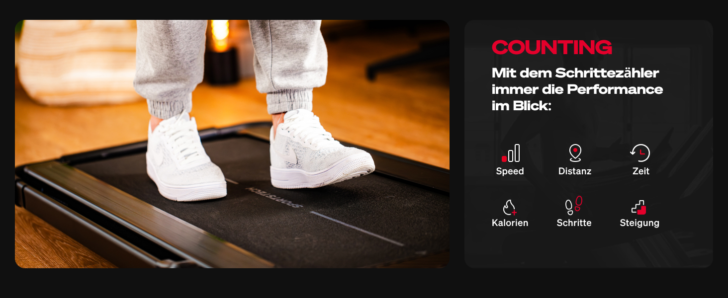 Sportstech Walking Pad: біговий килимок для дому та офісу з регулюванням нахилу до 19%, LED-дисплеєм, компактний та тихий, сумісний з додатком, швидкість до 12 км/год, sPad500/1000 sPad1000