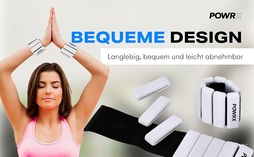 Ваги для зап'ястя PowrX для чоловіків: високоякісний силікон, нержавіюча сталь, зручні, легкі у чищенні, антибактеріальні, для фітнесу, тренувань, подорожей - Білий