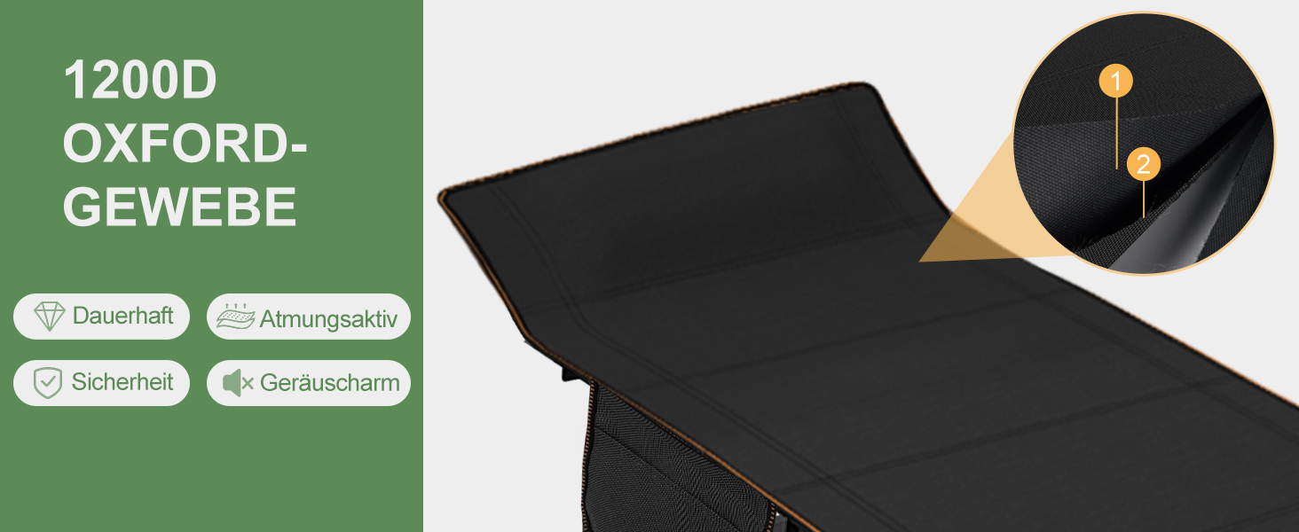 Велике розкладне ліжко з матрацом – 198x81x46 см, 400 кг, сталевий каркас, оксфордська тканина, для дорослих, сад, подорожі (XXL Чорний)