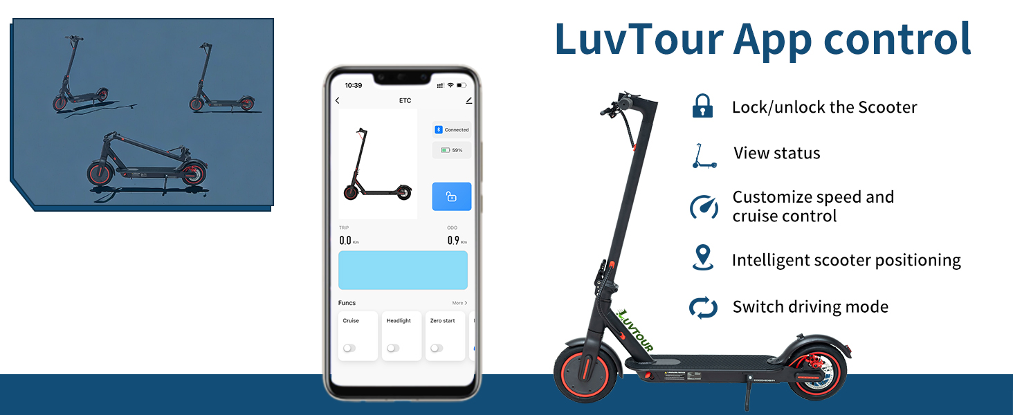 Електросамокат LuvTour ES-S3 PRO, 20 км/год, запас 40 км, складний, з додатком