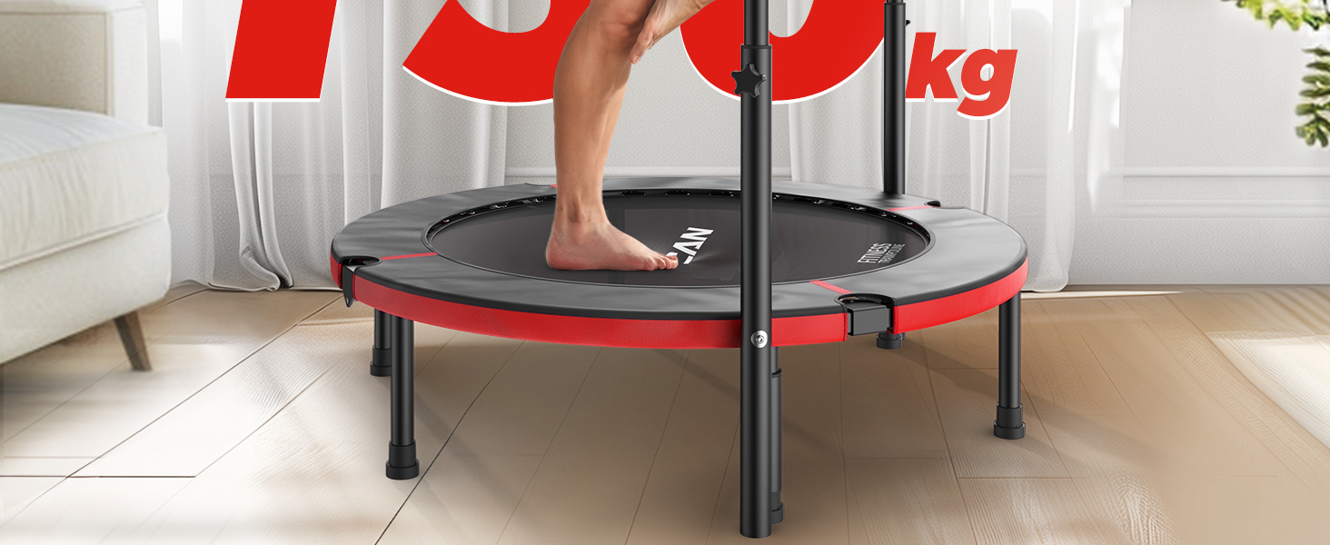 Міні-батут BCAN для дому, 102 см, складний, для дорослих, з регульованою ручкою, вантажопідйомність 150 кг, для фітнесу та тренувань вдома