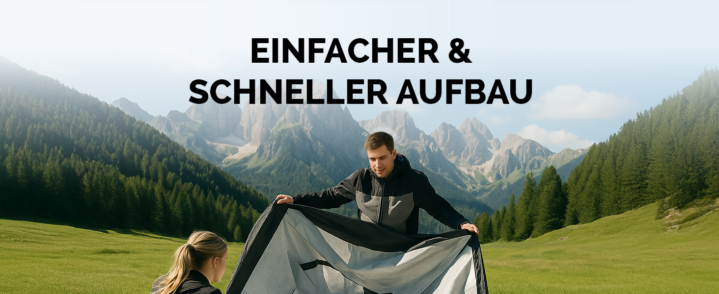 Намет Montaray для 2-4 особи: двостінний, з захистом від комарів, швидкий монтаж, водонепроникний, вітростійкий, дихаючий, легкий, складаний, з сумкою. Ідеально для кемпінгу та фестивалів (сірий)