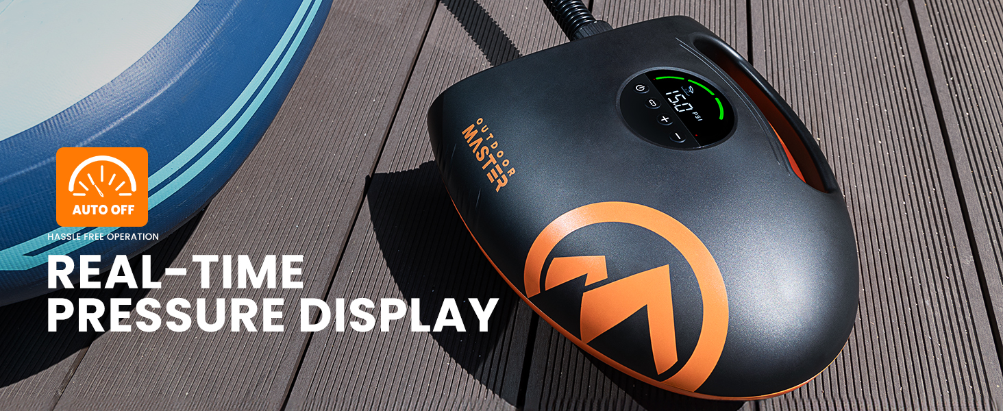 Насос OutdoorMaster Shark 2S для SUP: електричний, 88,8Wh, акумулятор, 20PSI, 8 насадок