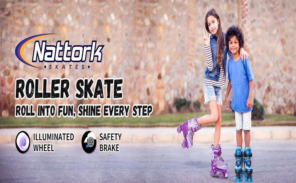 Дитячі ролики Nattork, ролики для дівчаток та хлопчиків, регульовані, 4 розміри, S (27-31 EU), фіолетовий