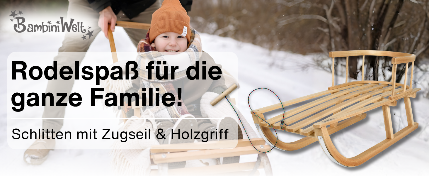 Дитячі санчата Kinderschlitten 90 см з підніжкою - дерев'яні санчата з масивного буку - санчата Davoser з мотузкою та ручкою, міцні, з легкими сталевими чіпками
