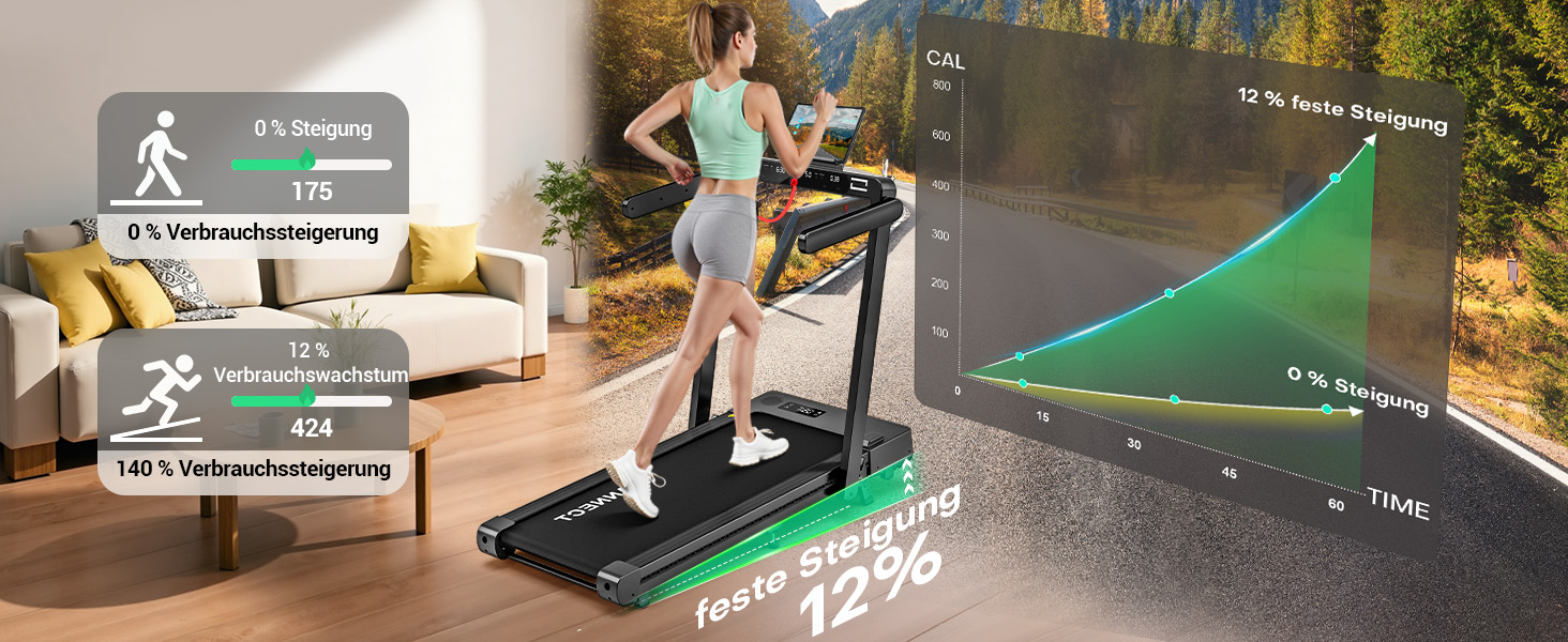 Walking Pad VANNECT: компактний біговий тренажер для дому з регулюванням нахилу, LED-дисплеєм, пультом керування, потужністю 3.0HP та вагою до 180 кг (чорний)