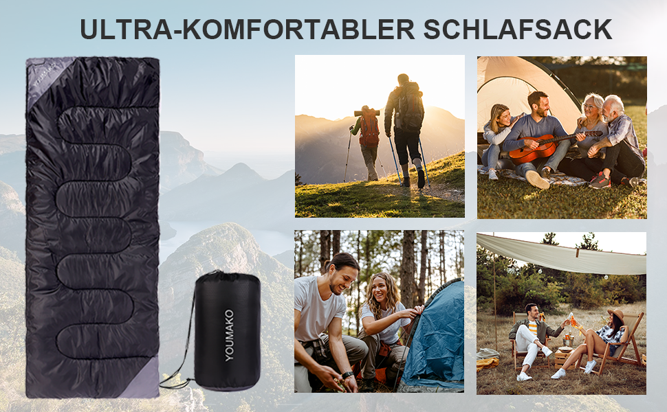 Сплячий мішок для дорослих та дітей – легкий, водонепроникний, зручний для весни, літа, осені – піший туризм, подорожі, кемпінг, темно-помаранчевий