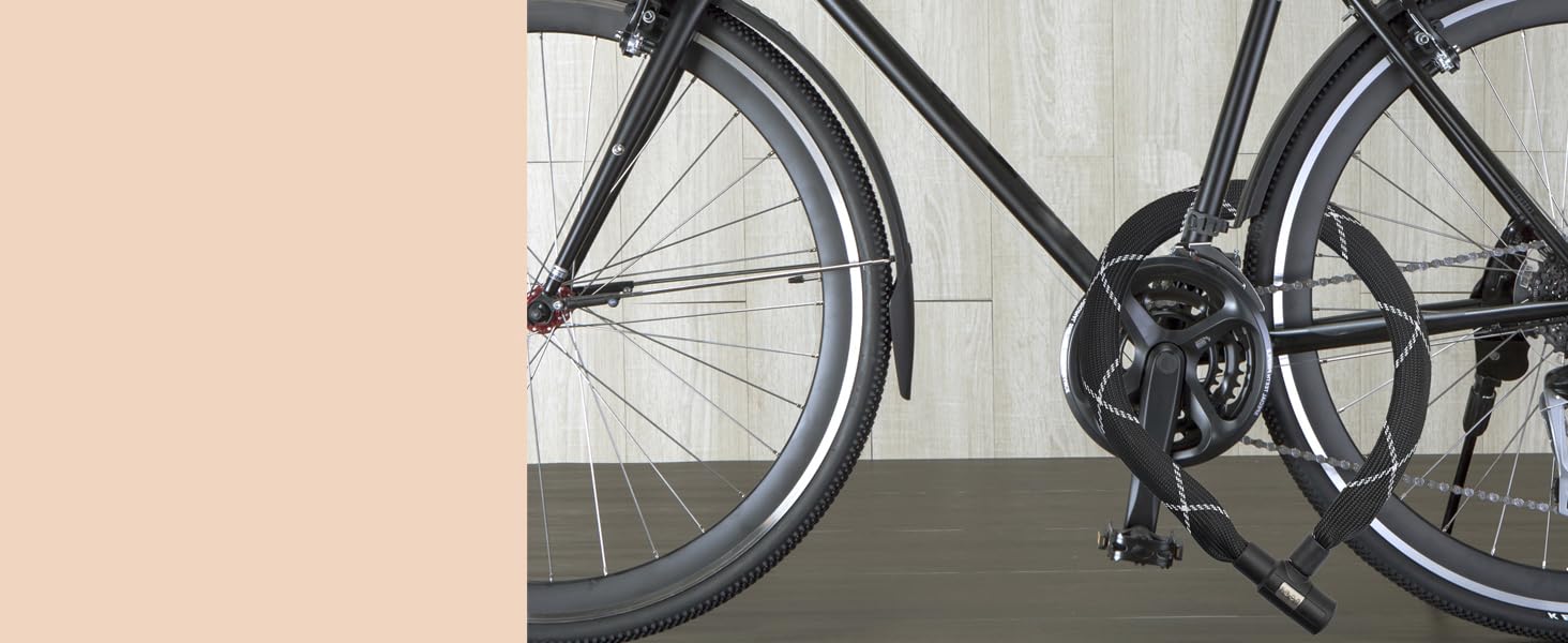 Надійне велозамкне Nean Kettenschloss: 900 мм, сталевий ланцюг, 2 ключі, чорний