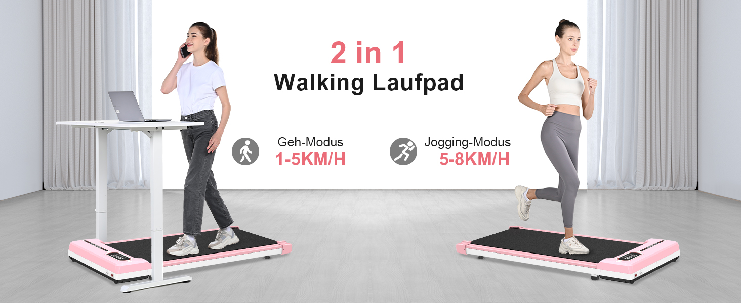 Бігова доріжка HomeFitnessCode Walking Pad - тиха для дому (рожева)