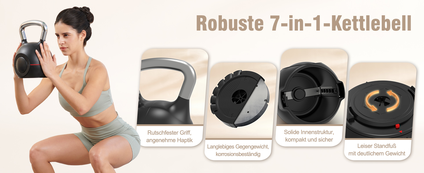 Регульований комплект гантелей-гирі HXD-ERGO 7 в 1 з алюмінієвим грифом для безпечного домашнього фітнесу, тренувань вдома, економія місця, 2-20 кг