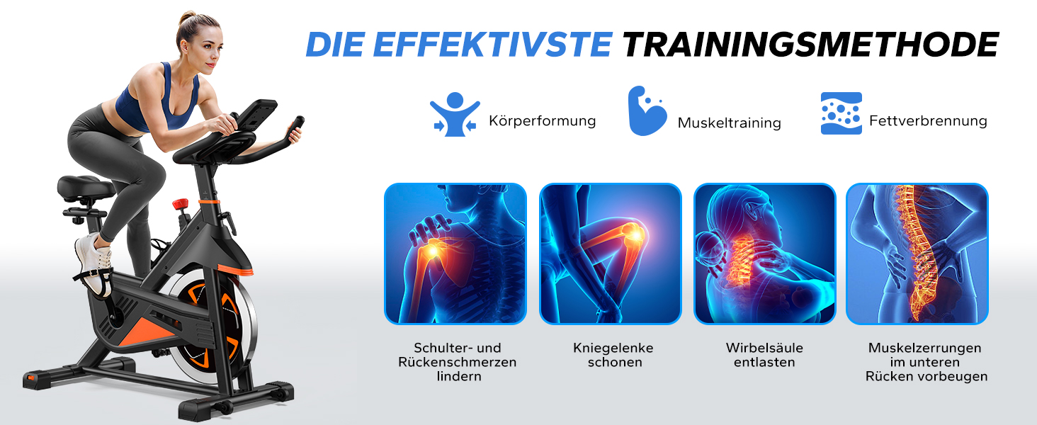 Велотренажер MERACH з магнітним опором, тихий, з амортизованим сидінням, LED-монітором та власним додатком для кардіотренувань вдома, помаранчевий