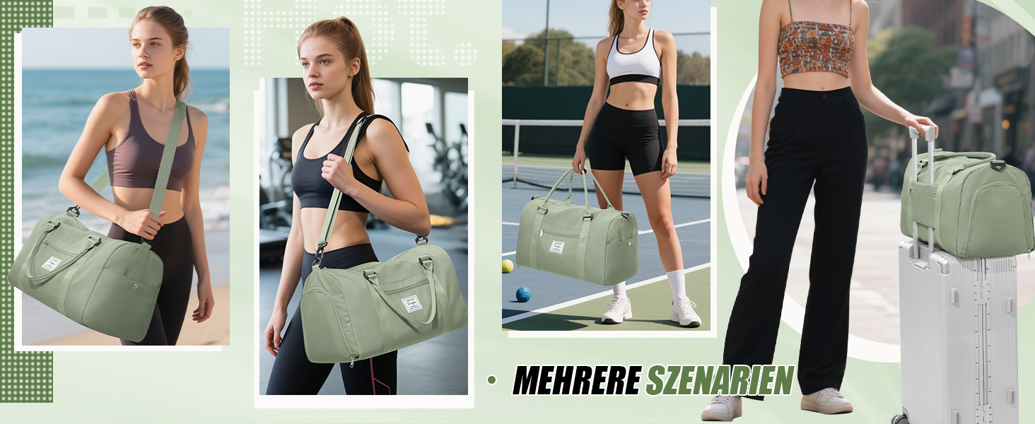 Спортивна сумка HYC00 для жінок та чоловіків, дорожня сумка-вояджер, Gym bag, сумка для плавання, йоги, тренувань, з відділенням для мокрого одягу та взуття, армійний зелений