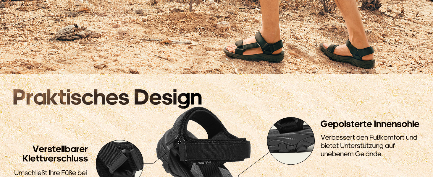 Чоловічі літні сандалії NORTIV 8 для туризму та спорту, Outdoor, пляжні сандалії, чорний колір, 45 EU