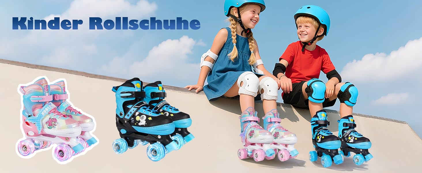 Дитячі ролики Kinder Rollschuhe, блакитні, регульовані, для дівчаток та хлопчиків, розмір 32-36 EU