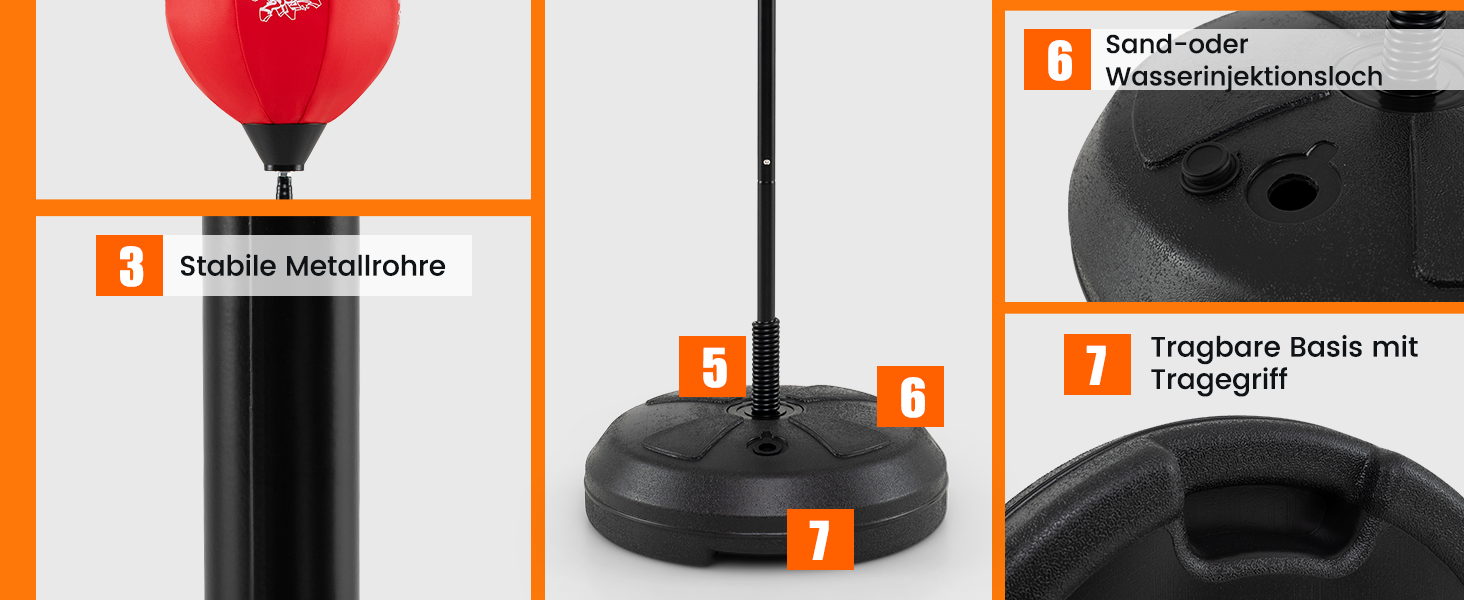 GYMAX Набір для боксу з боксерським мішком 120-154 см, регульований, з рукавичками та насосом, стійка для дітей та дорослих, для боксу, кікбоксингу, швидкісних тренувань, зняття стресу