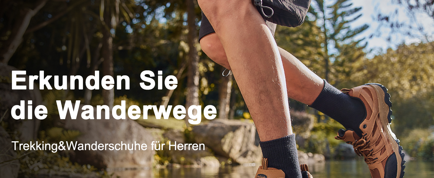 Чоловічі трекінгові черевики SHULOOK, водонепроникні, легкі, з антиковзаючою підошвою, чорно-червоні, 44 EU