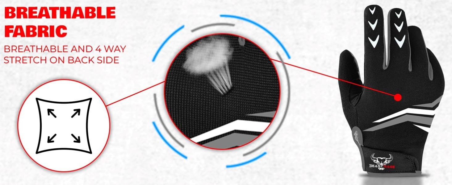 Велосипедні рукавички BEAST RAGE з посиленням, чорні, для MTB, BMX, шосе, чоловічі та жіночі, антиковзаючі, з амортизацією, для сенсорних екранів