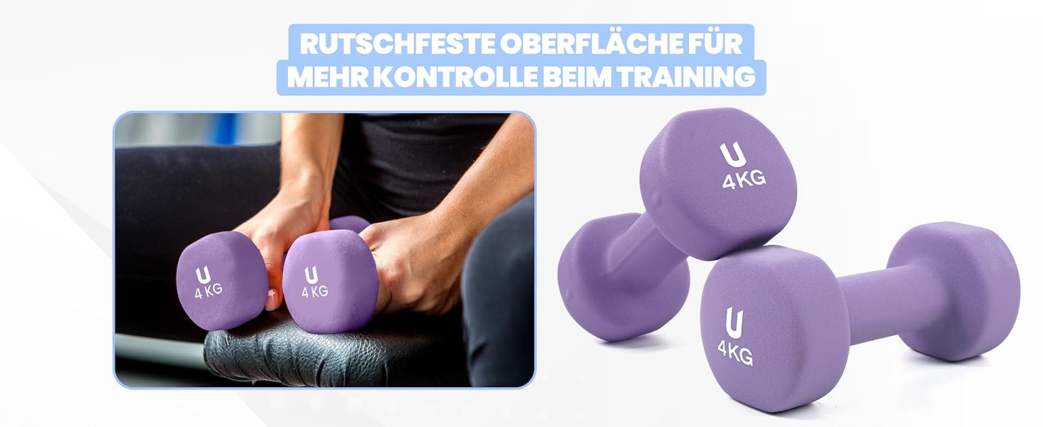 Гантелі неопренові UNYCOS 2 шт. (1-10 кг) - короткі, антиковзаючі для жінок та чоловіків, проти ковзання | для фітнесу, силових тренувань, пілатесу, гімнастики, домашнього спортзалу