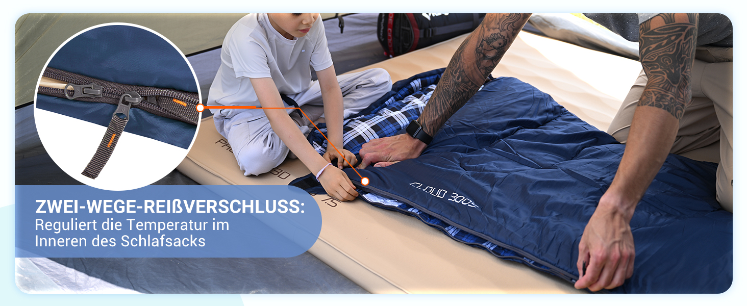 Спальний мішок дитячий KingCamp Flannel, 7°C, Navy, для дітей до 140 см, 4 сезони, водонепроникний, компактний