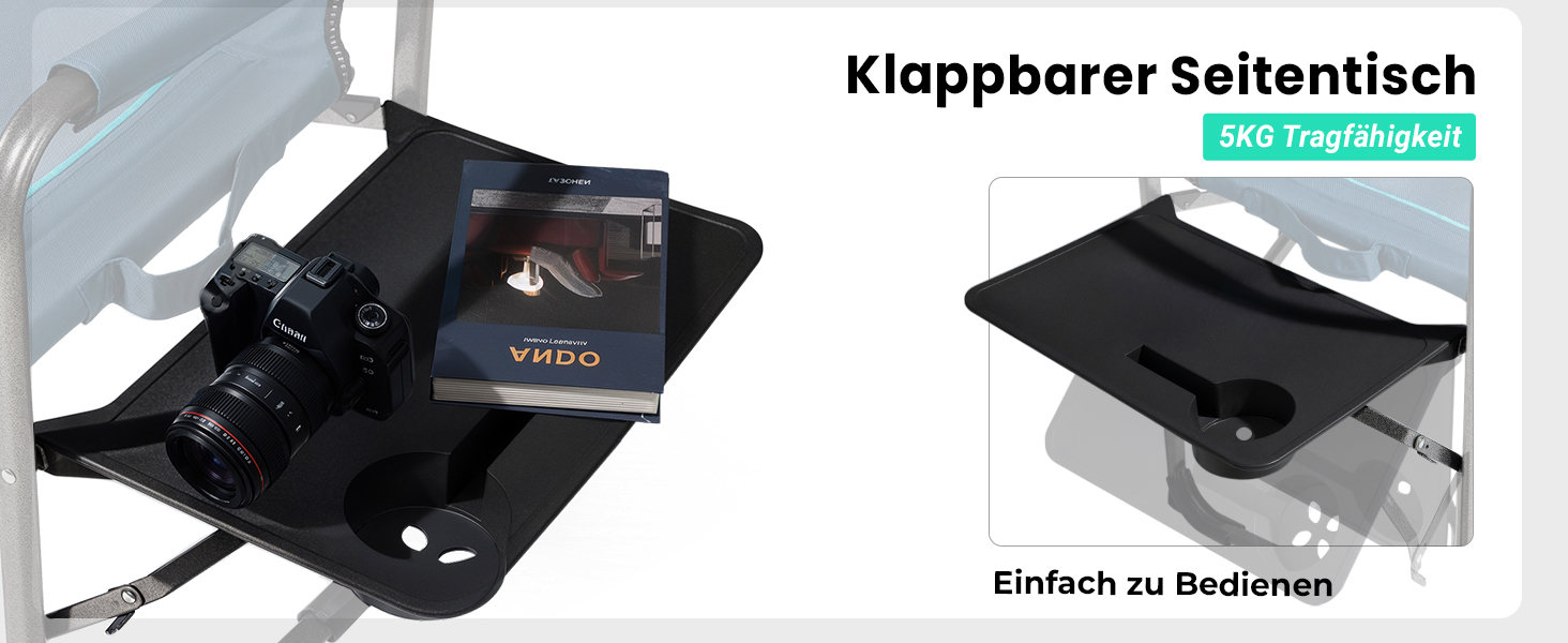 Стілець для кемпінгу OVERMONT: складаний, з підспівачем та сумкою-холодильником. Макс. навантаження 180 кг (2 шт., чорний)