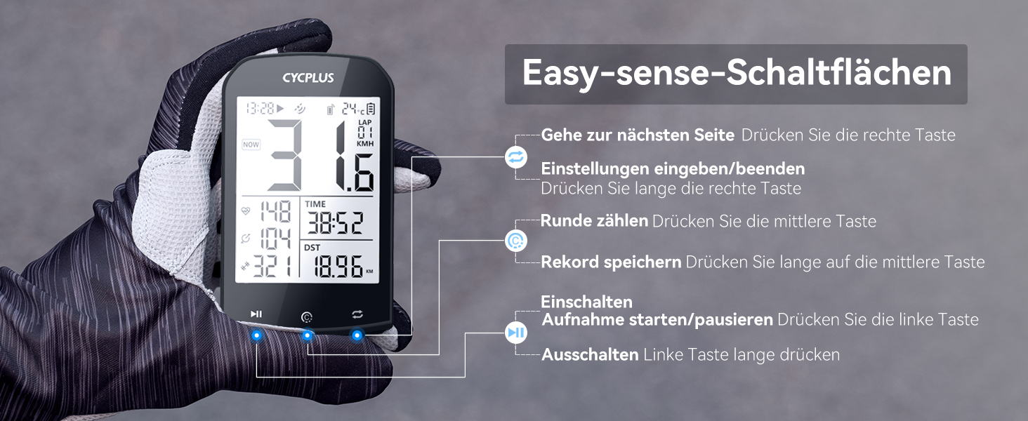 Велокомп'ютер CYCPLUS GPS бездротовий, водонепроникний з ANT+ Bluetooth, LCD 2.9