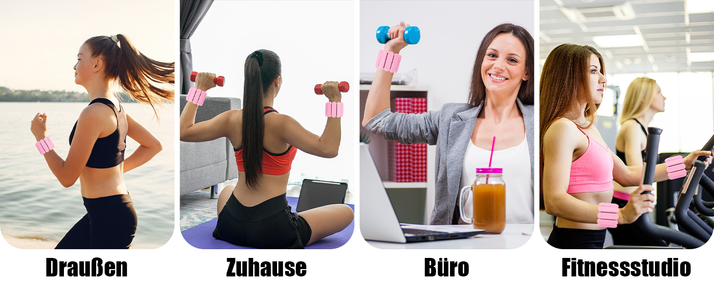 Важільчики для зап'ястя та щиколоток RYACO, 2 шт. (2x0,5KG), регульовані манжети, для рук, ніг та плечей, для ходьби, бігу, йоги, пілатесу, аеробіки, рожеві