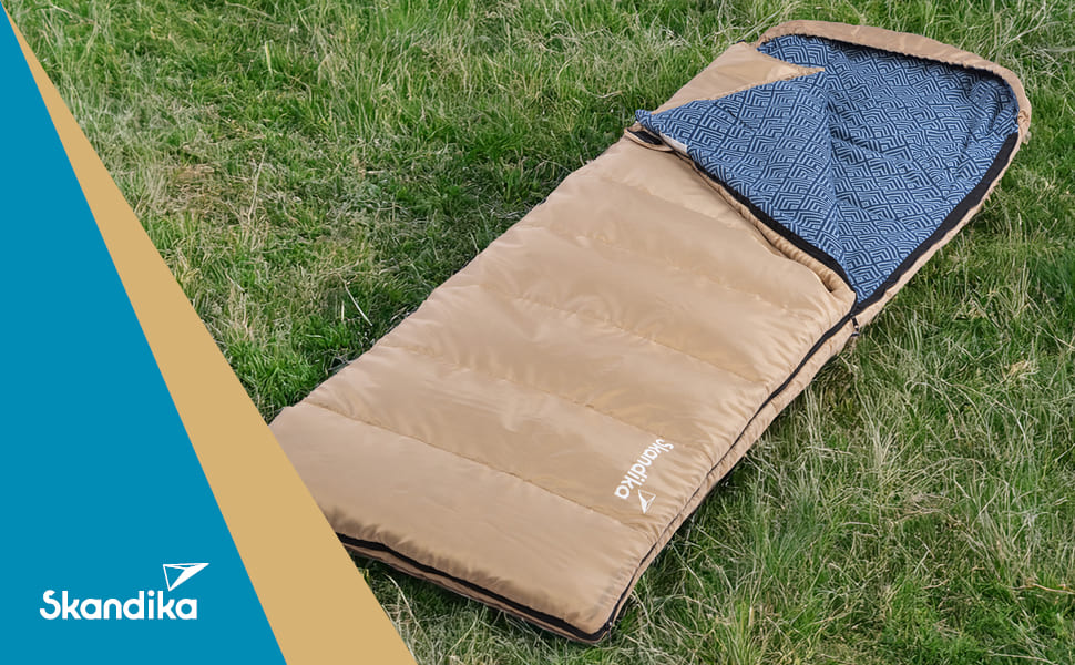 Спальний мішок Skandika Dundee Flanell з бавовни, преміум-якість, з'єднується, двомісний, 3 сезони, до -20°C, 220 x 80/160 см, для кемпінгу