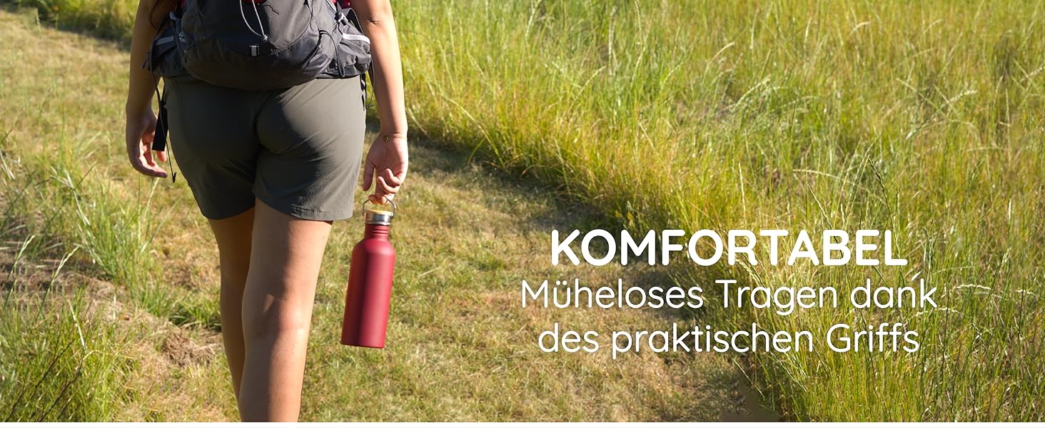 Водафлянка Bambaw з нержавіючої сталі, 1 л | Багаторазова еко-пляшка | Для кемпінгу та походів | Без пластику | Спортивна пляшка, 1000 мл, срібна