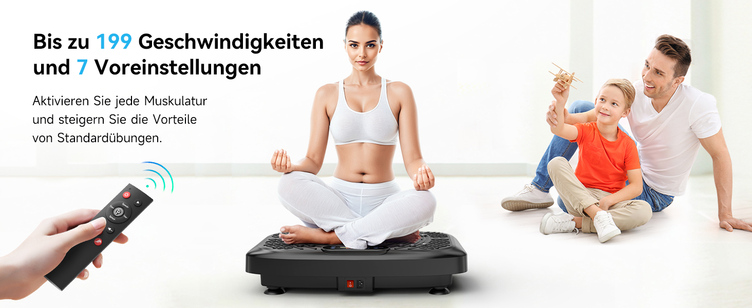 Віброплатформа з керуванням через додаток, пультом та LED-дисплеєм, до 220 кг, 199 рівнів вібрації для дому, Bluetooth, гуми для тренувань, 200W