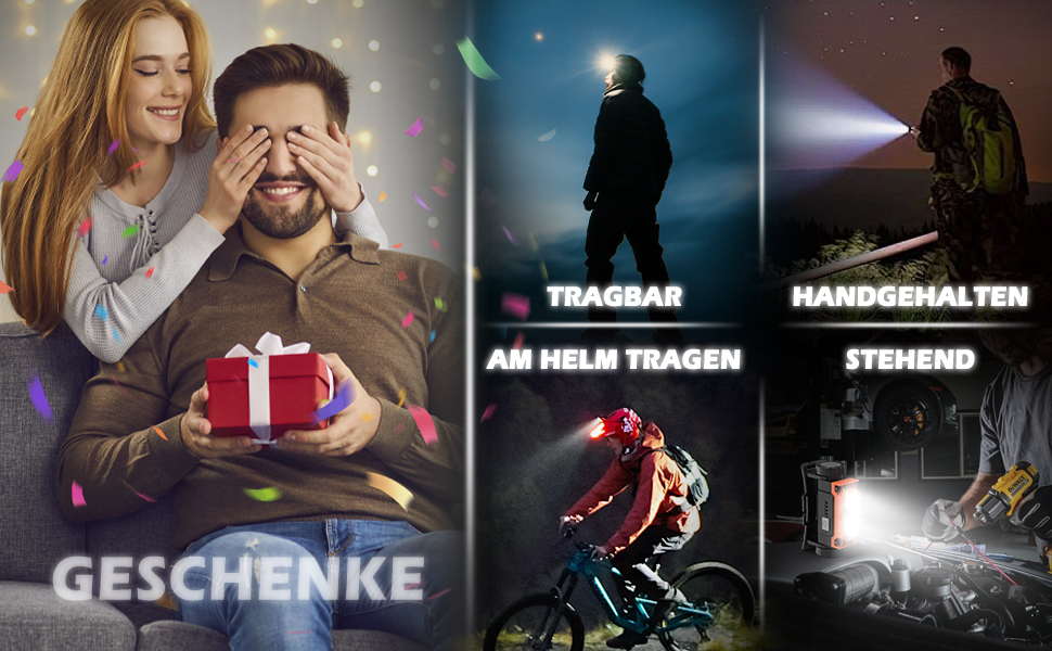 LED налобний ліхтар, 2 шт., 2000 люменів, перезаряджається, 3 режими, водонепроникний, для риболовлі, бігу, кемпінгу (Помаранчевий)