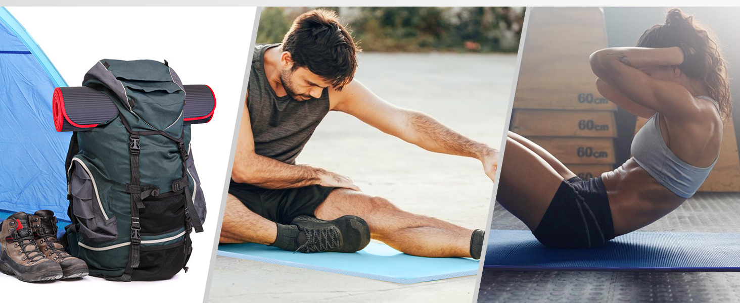 PROIRON Килимок для гімнастики та йоги, тренувальний килимок для дому, 183x66x1 см, чорний/червоний