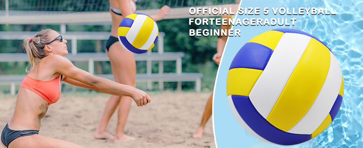Волейбольний м'яч для пляжу та залу: тренувальний, розмір 5, з рюкзаком та насосом